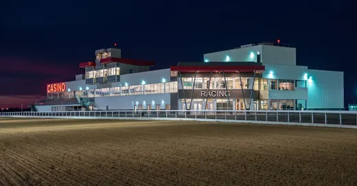 Century Mile across the track at night